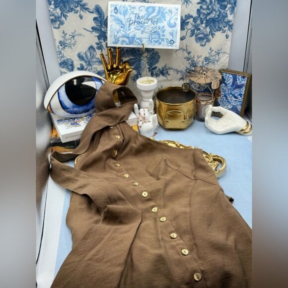 🆕 CULT GAIA 🧿 NWOT Romia Button-Detail Dress, Affogato Brown - Sz S - Picture 11 of 15